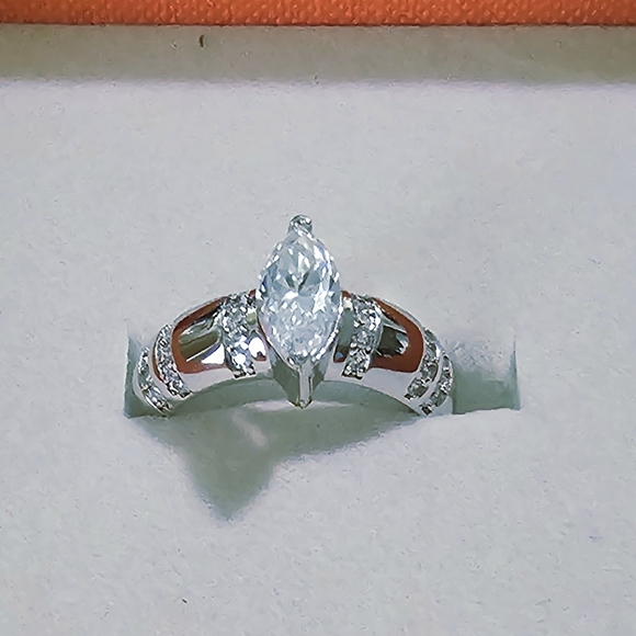 Undefined Jewelry - NEW 1.0CT Moissanite Marquise Cut Sterling Silver Ring Sz 7 Engagement Statement
